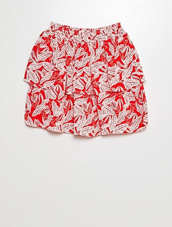 Falda corta estampada con volantes
