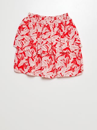 Falda corta estampada con volantes