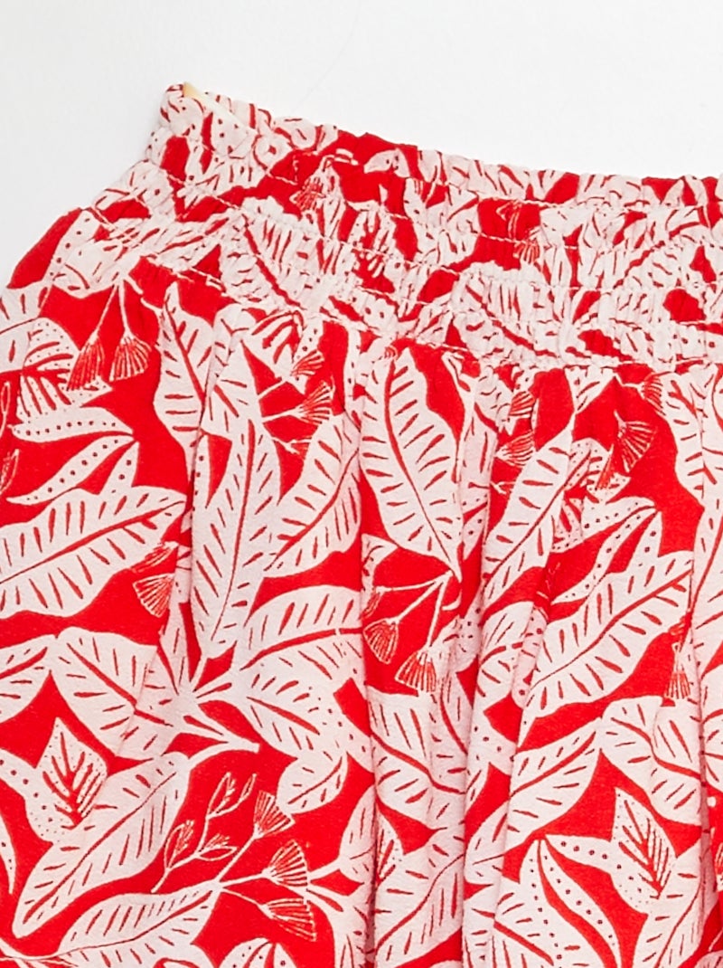 Falda corta estampada con volantes ROJO - Kiabi