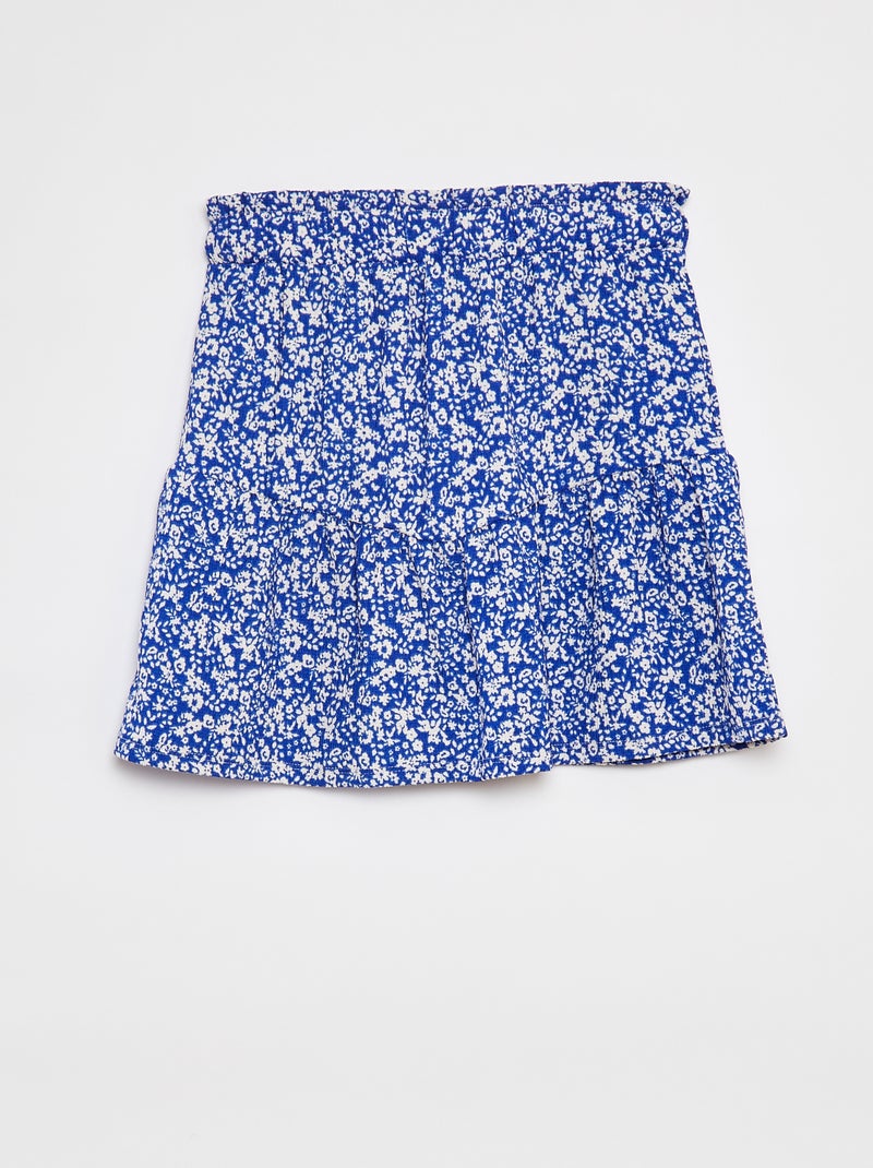 Falda corta evasé de flores AZUL - Kiabi