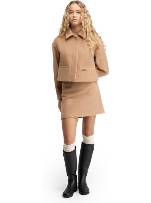 Falda corta lana mujer mujer tivoli-w sand - Kiabi