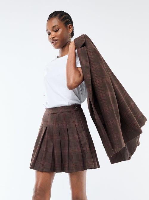 Falda corta plisada con cremallera - Kiabi