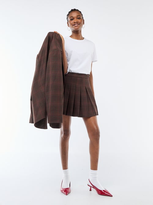 Falda corta plisada con cremallera - Kiabi