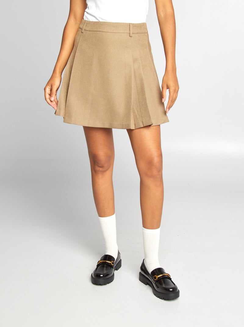 Falda corta plisada KAKI - Kiabi