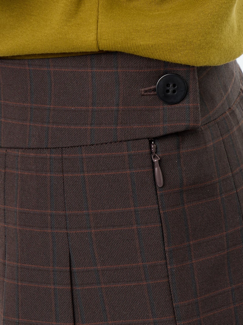 Falda corta plisada Marron - Kiabi