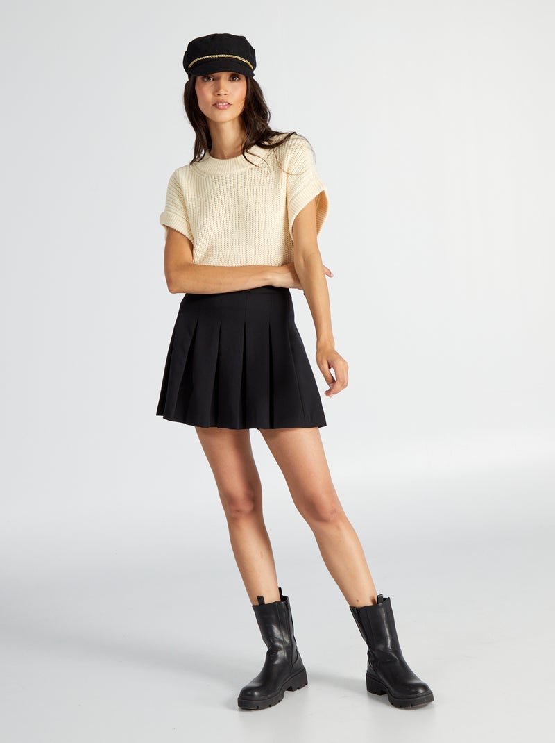 Falda corta plisada negro - Kiabi