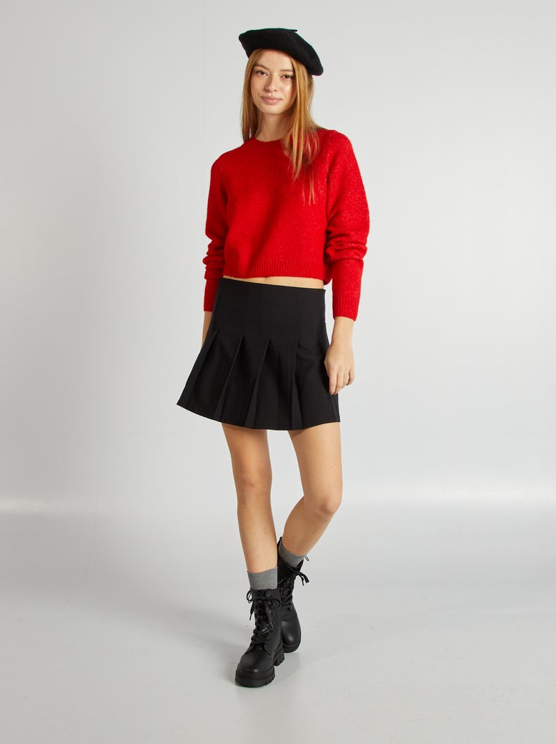 Falda corta plisada negro - Kiabi