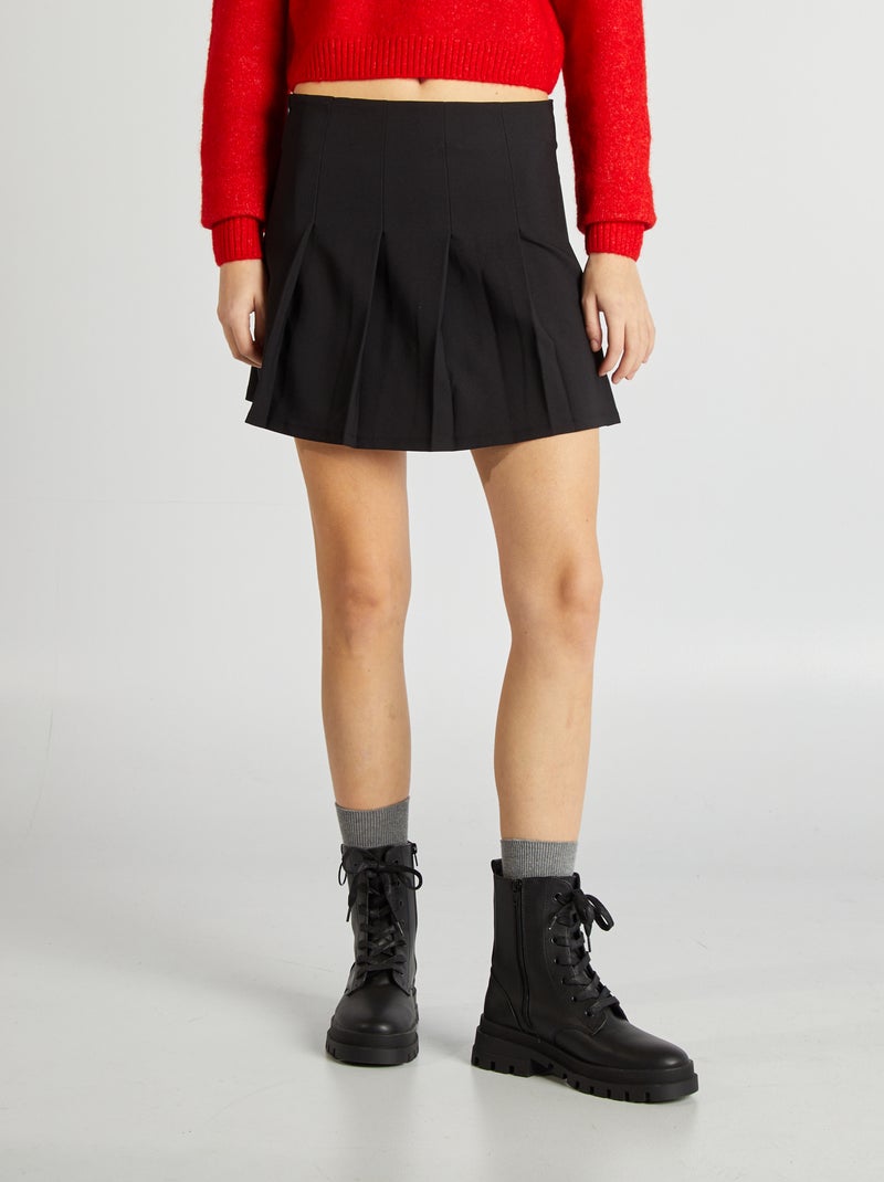 Falda corta plisada negro - Kiabi