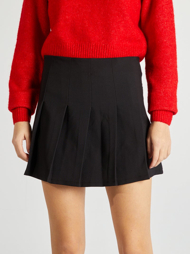 Falda corta plisada negro - Kiabi