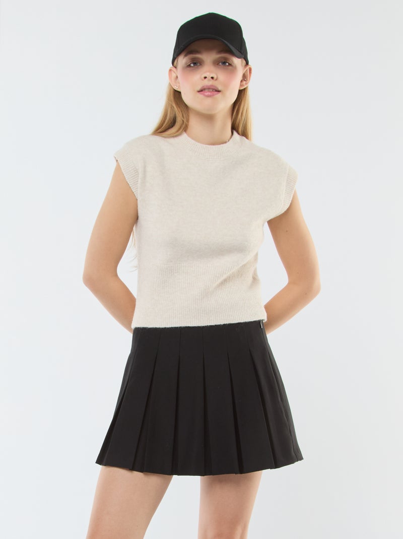 Falda corta plisada negro - Kiabi