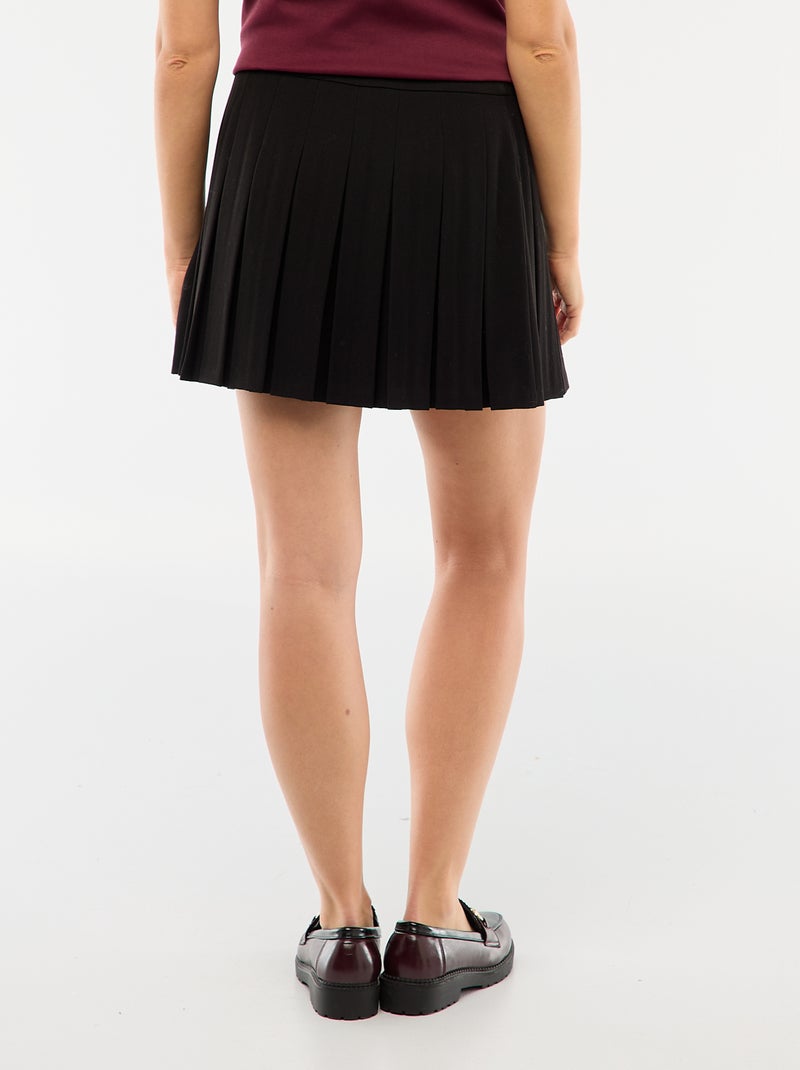 Falda corta plisada Negro - Kiabi