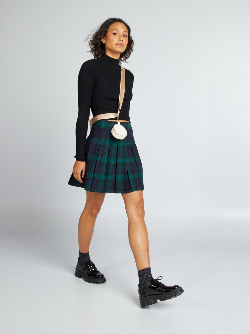 Falda corta plisada VERDE - Kiabi