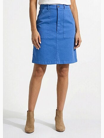 Falda corta recta con bolsillos cargo, algodón elástico - Afibel