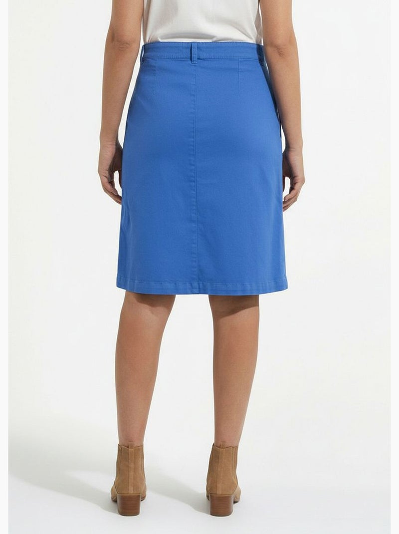 Falda corta recta con bolsillos cargo, algodón elástico - Afibel Azul - Kiabi