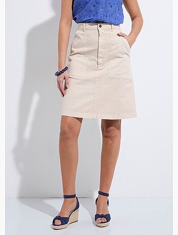 Falda corta recta con bolsillos cargo, algodón elástico - Afibel