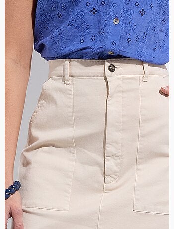 Falda corta recta con bolsillos cargo, algodón elástico - Afibel