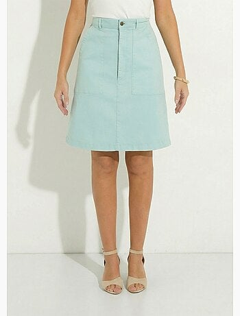 Falda corta recta con bolsillos cargo, algodón elástico - Afibel