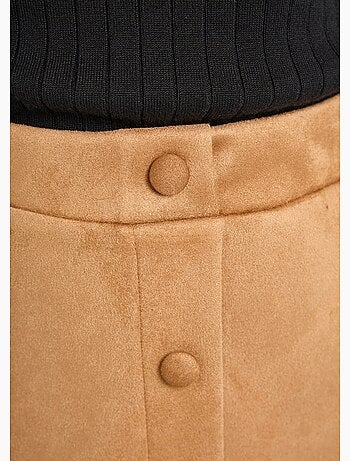 Falda corta recta en tejido abotonado efecto ante - Afibel