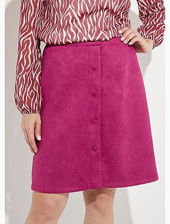 Falda corta recta en tejido abotonado efecto ante - Afibel