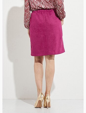 Falda corta recta en tejido abotonado efecto ante - Afibel