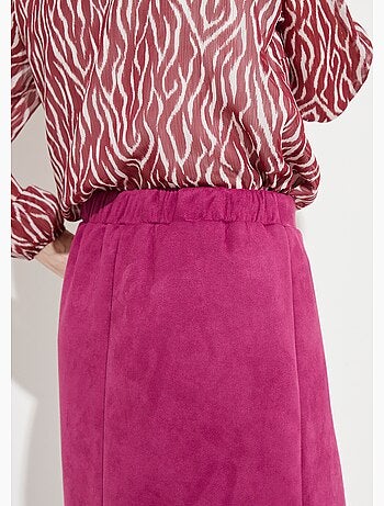 Falda corta recta en tejido abotonado efecto ante - Afibel