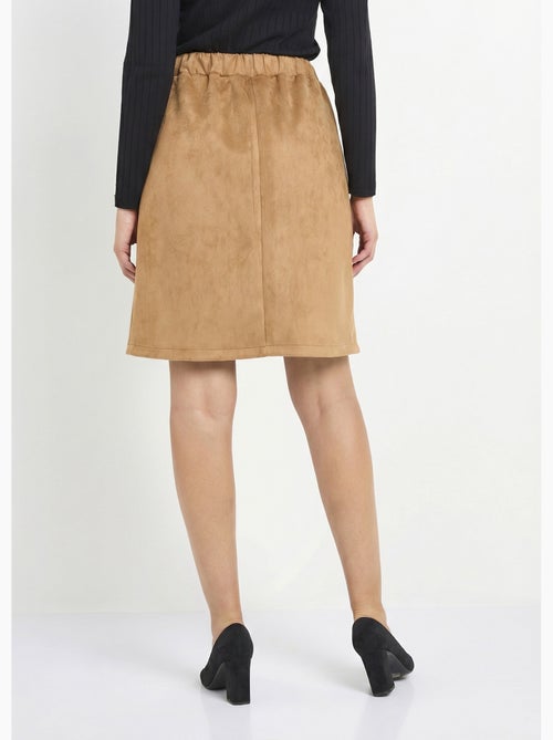 Falda corta recta en tejido abotonado efecto ante - Kiabi