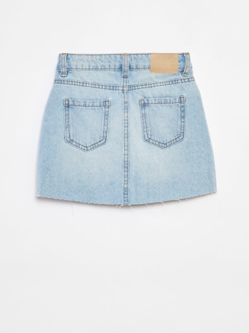 Falda corta vaquera lisa sin rematar Azul - Kiabi