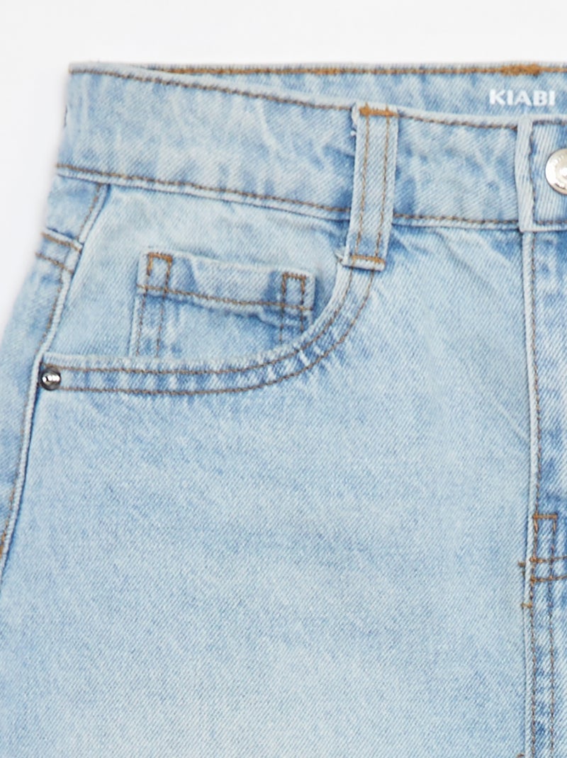 Falda corta vaquera lisa sin rematar Azul - Kiabi