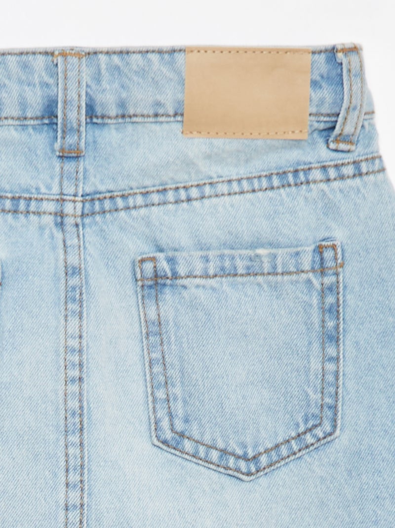 Falda corta vaquera lisa sin rematar Azul - Kiabi