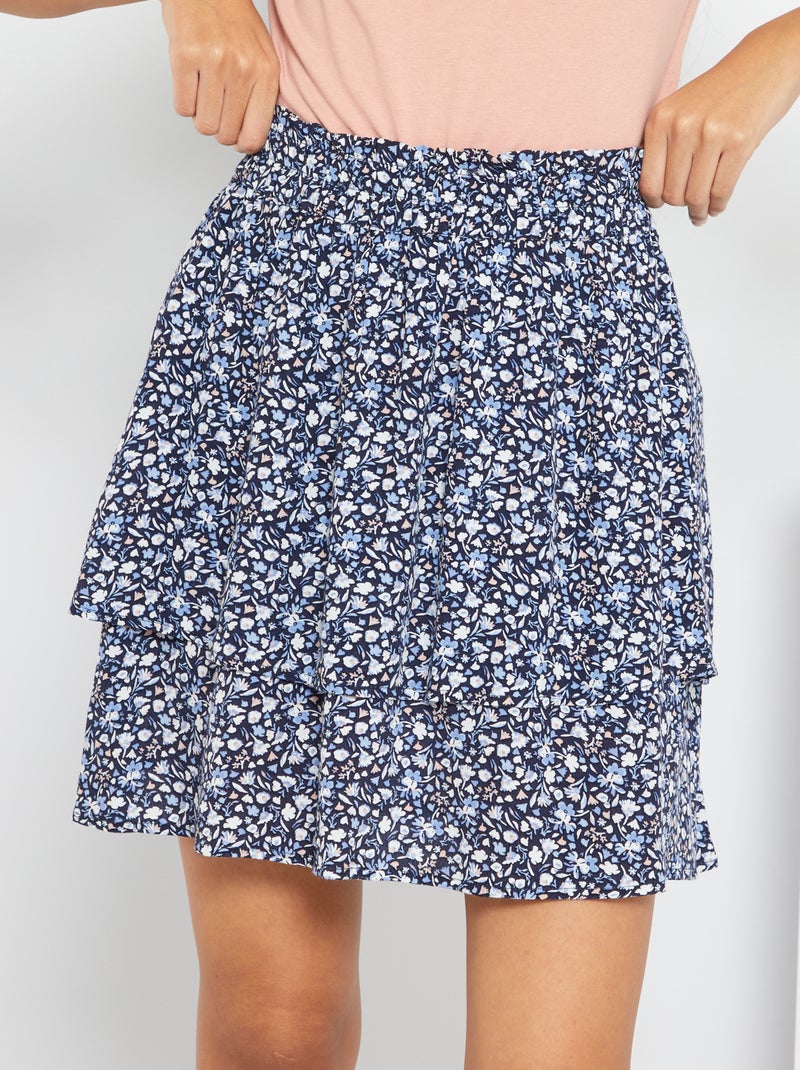 Falda corta volantes AZUL - Kiabi