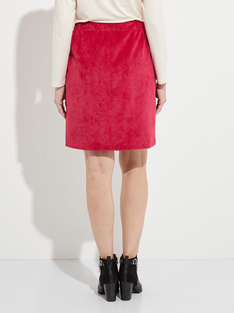 Falda corta y recta de pana con cintura semielástica - Afibel Rojo - Kiabi