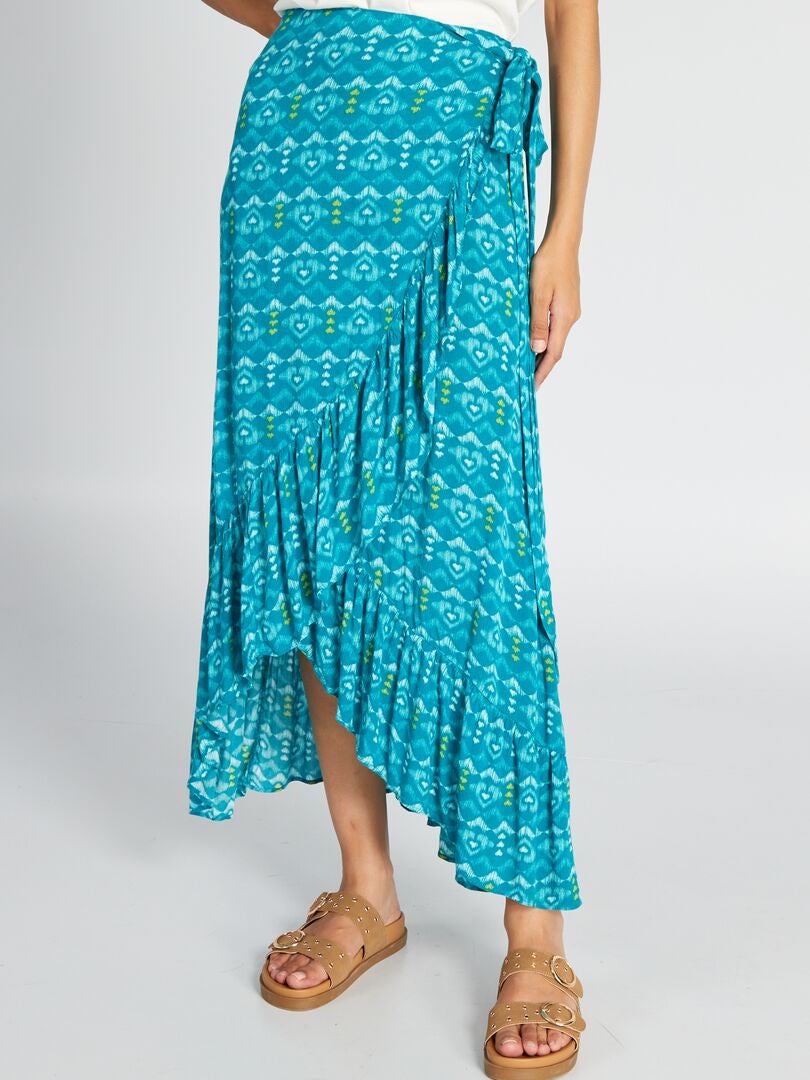 Falda cruzada anudada AZUL - Kiabi