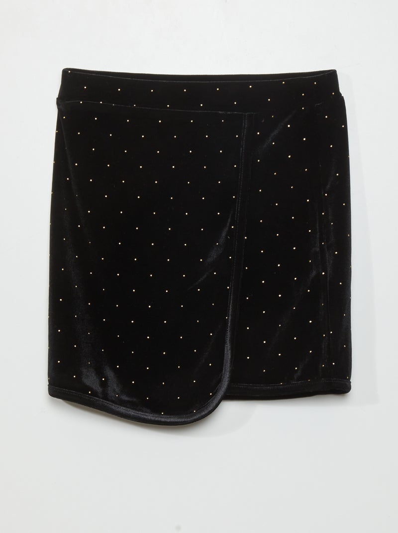 Falda cruzada de terciopelo NEGRO - Kiabi