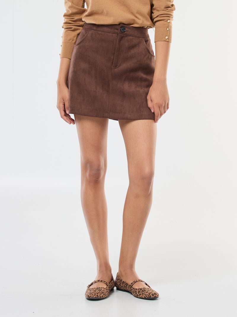 Falda de ante sintético con forro tipo Pantalón corto Marron - Kiabi