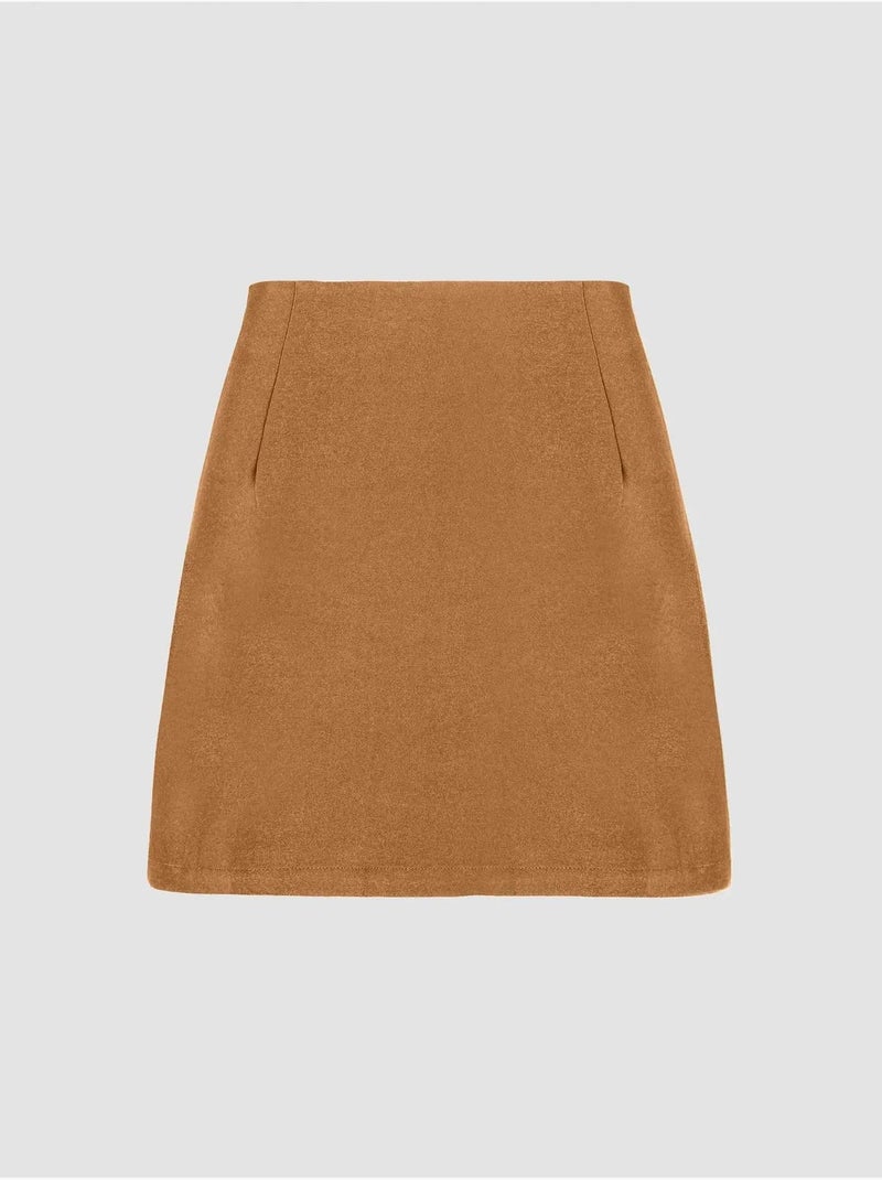 Falda de cintura alta con abertura lateral Beige natural - Kiabi
