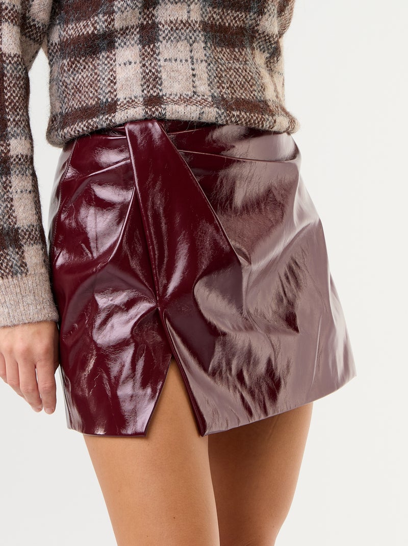 Falda de efecto piel charolada Rojo - Kiabi