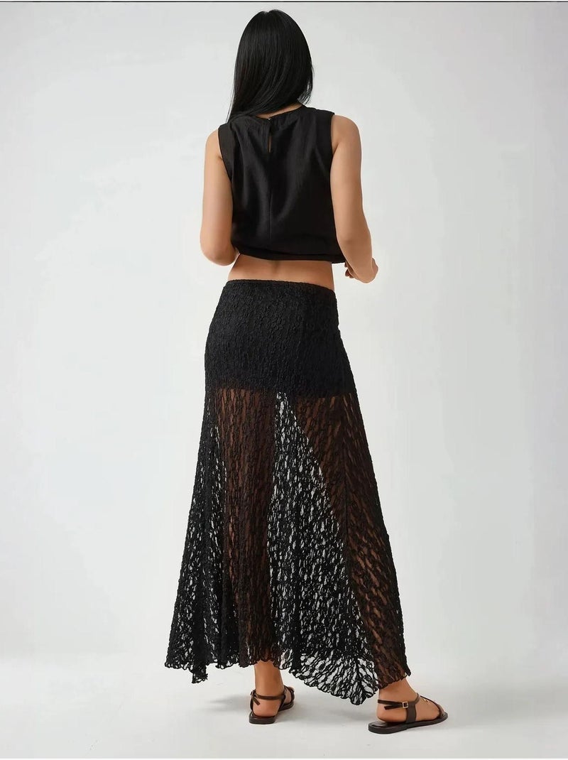Falda de encaje de talle alto y corte relajado hiccup Negro - Kiabi
