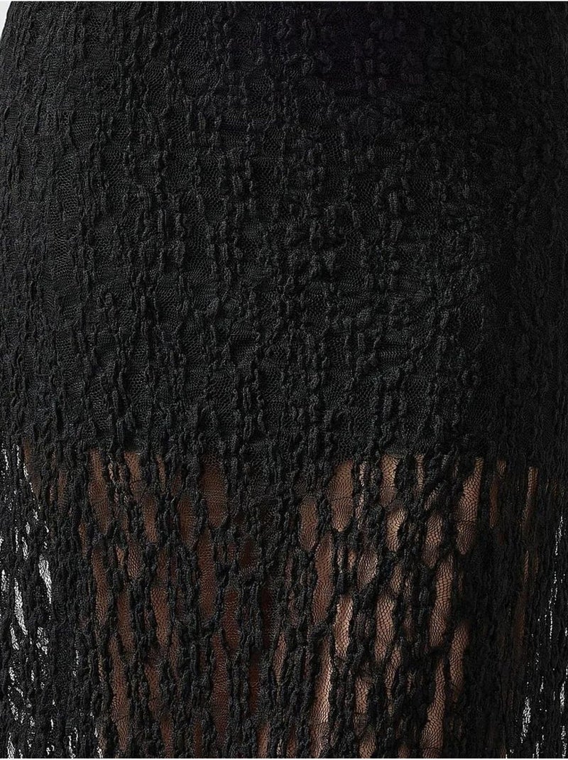 Falda de encaje de talle alto y corte relajado hiccup Negro - Kiabi