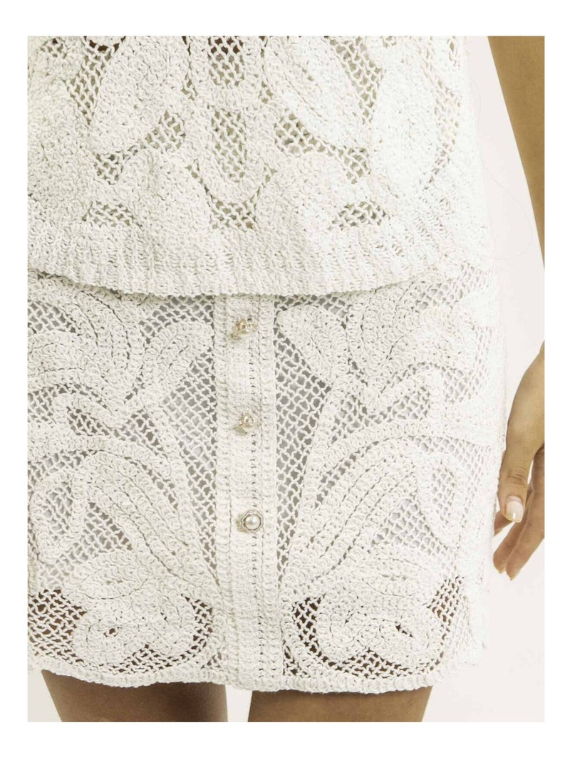 Falda de encaje XORETTE Blanco - Kiabi