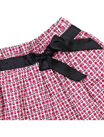 Falda de Entretiempo con Estampado Floral Rosa para Niña | LILOU