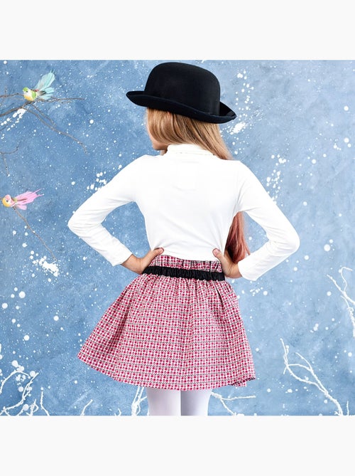 Falda de Entretiempo con Estampado Floral Rosa para Niña | LILOU - Kiabi