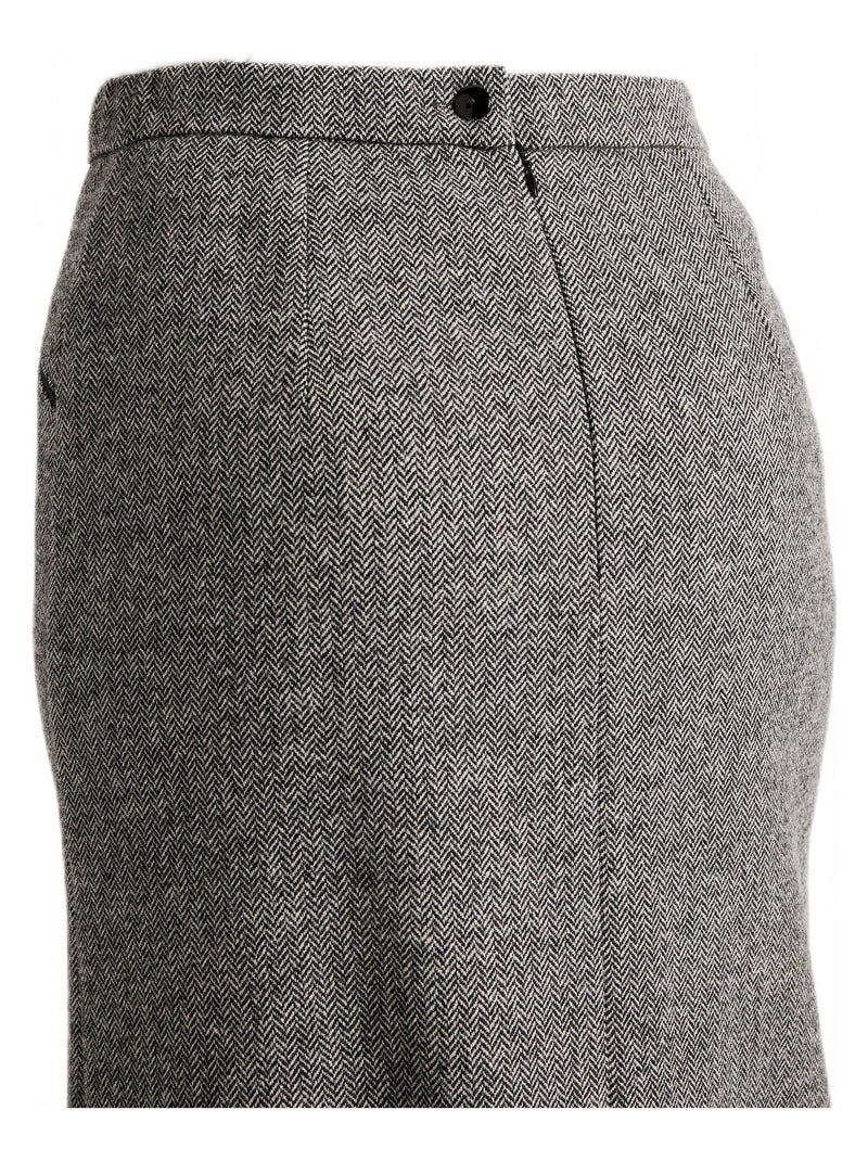 Falda de espiga o brezo largo 65 cm con lana - Afibel Gris jaspeado - Kiabi