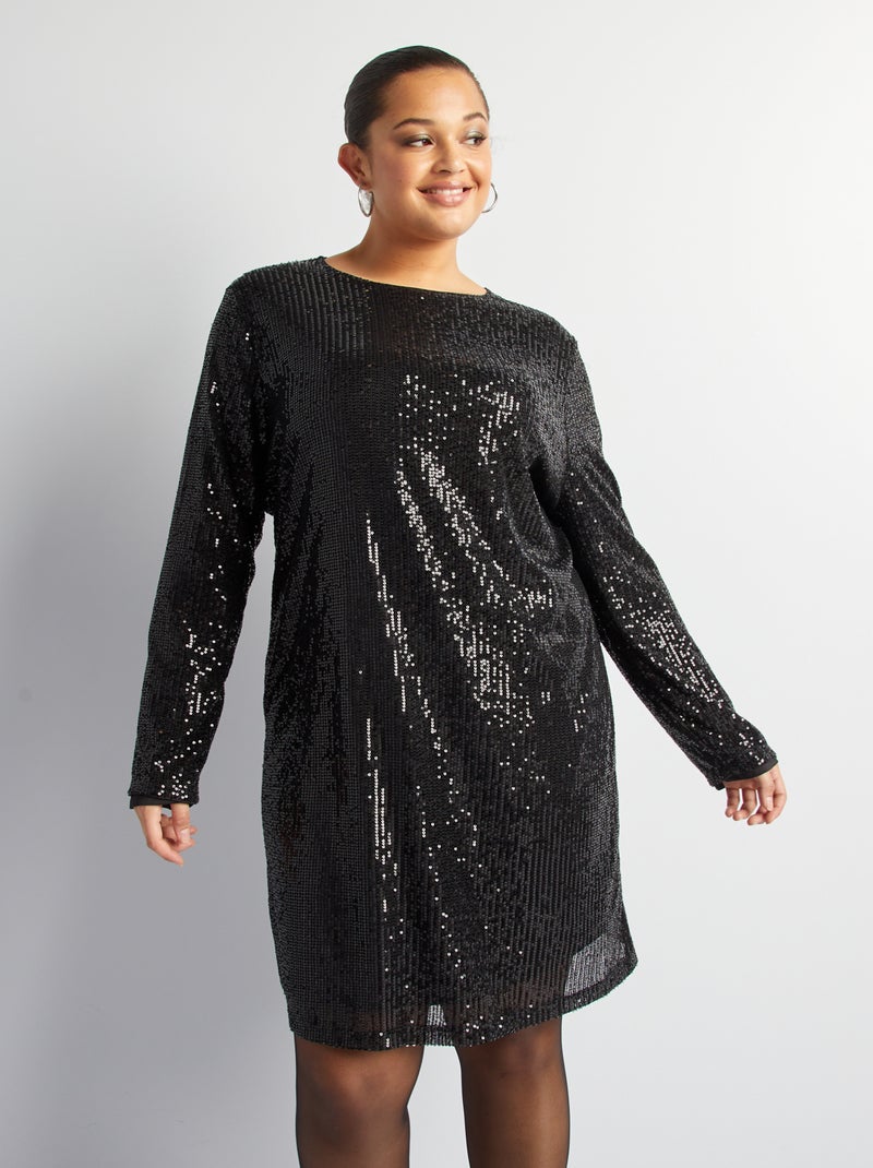Falda de fiesta con lentejuelas NEGRO - Kiabi