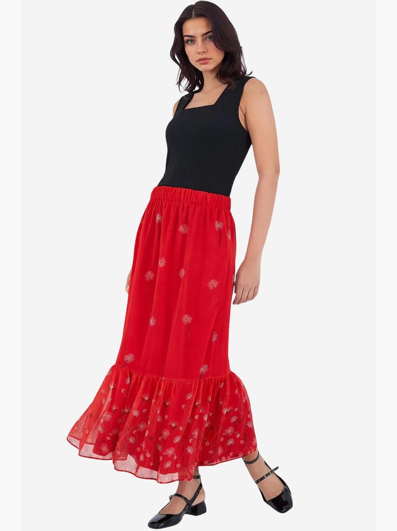 Falda de gasa con estampado azul marino bdart Rojo cachemira - Kiabi