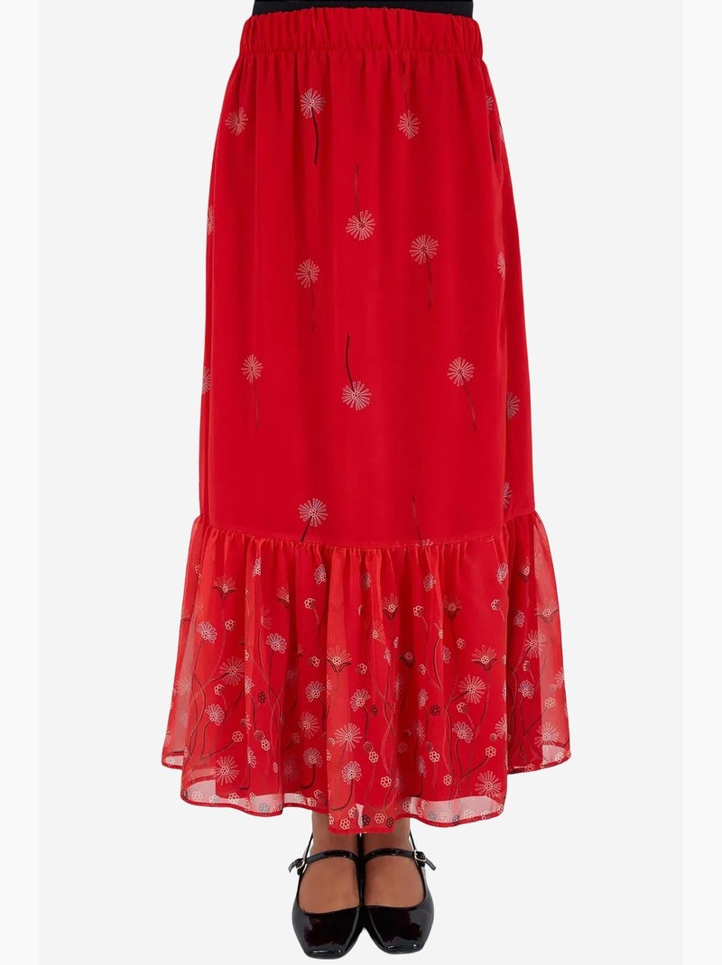 Falda de gasa con estampado azul marino bdart Rojo cachemira - Kiabi
