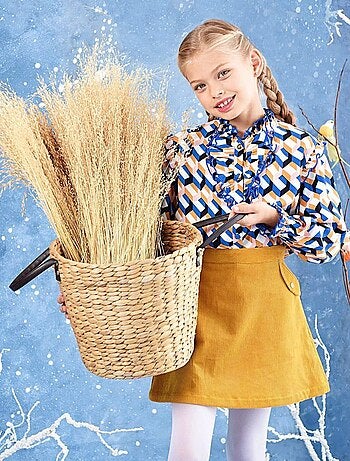 Falda de Invierno para Niña | Terciopelo Amarillo | VANESSA