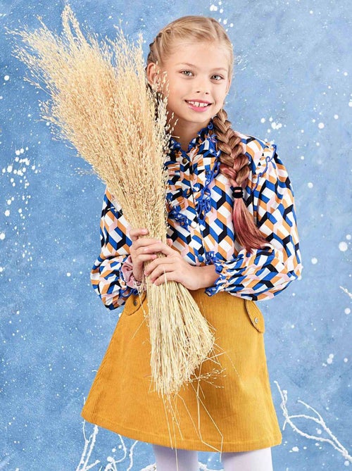 Falda de Invierno para Niña | Terciopelo Amarillo | VANESSA - Kiabi