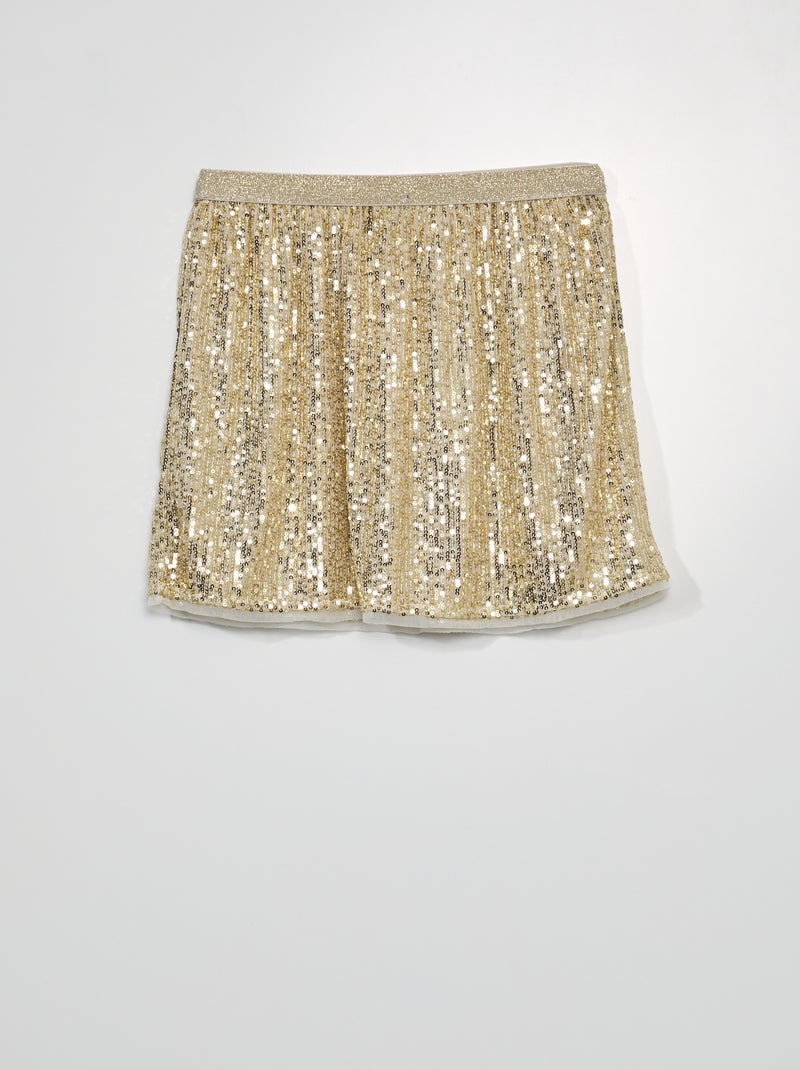 Falda de lentejuelas evasé oro - Kiabi