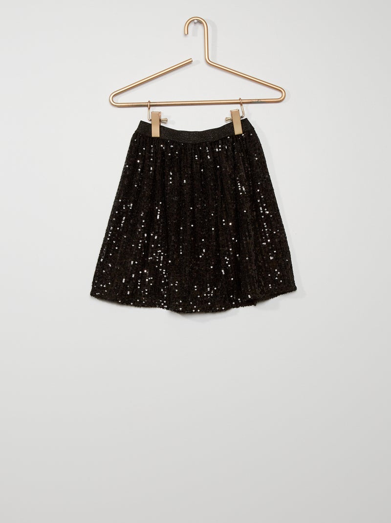 Falda de lentejuelas Negro - Kiabi