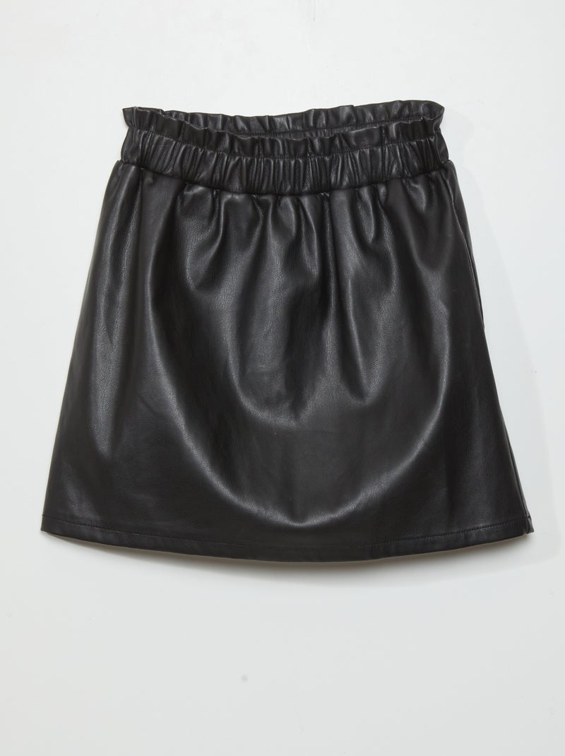 Falda de material sintético paperbag negro - Kiabi